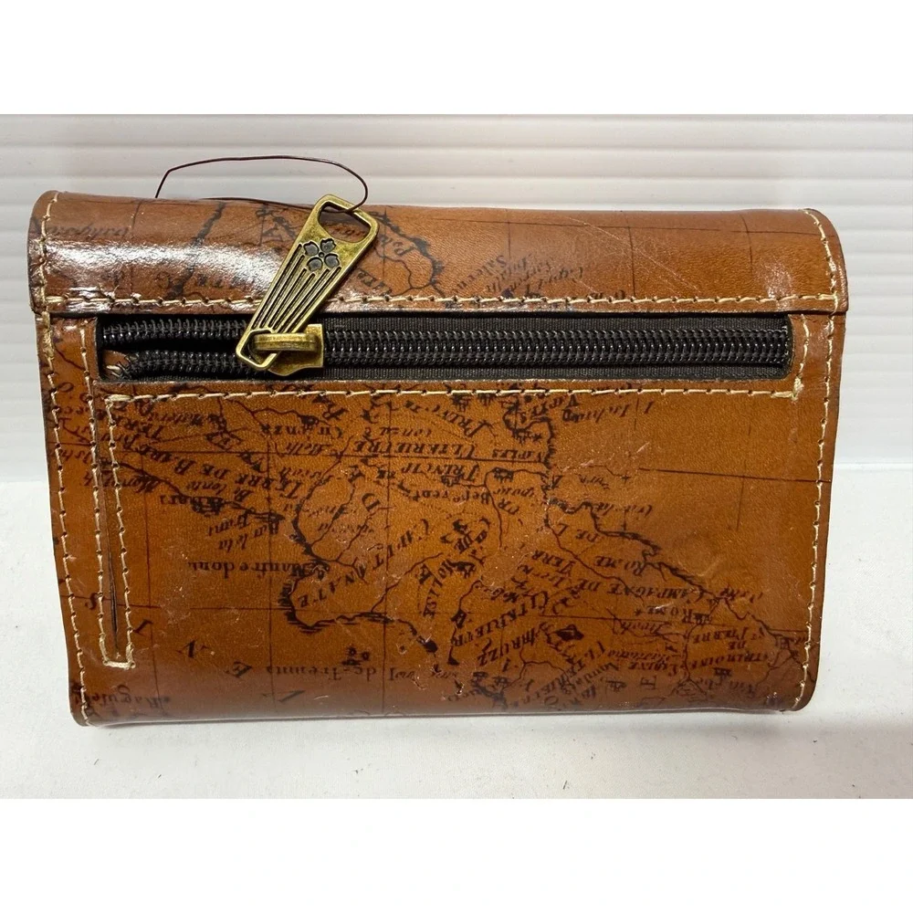 Patricia Nash Oliveri Leather Tri-Fold Wallet W/ RFID‎ Protection RIOT RUST MAP